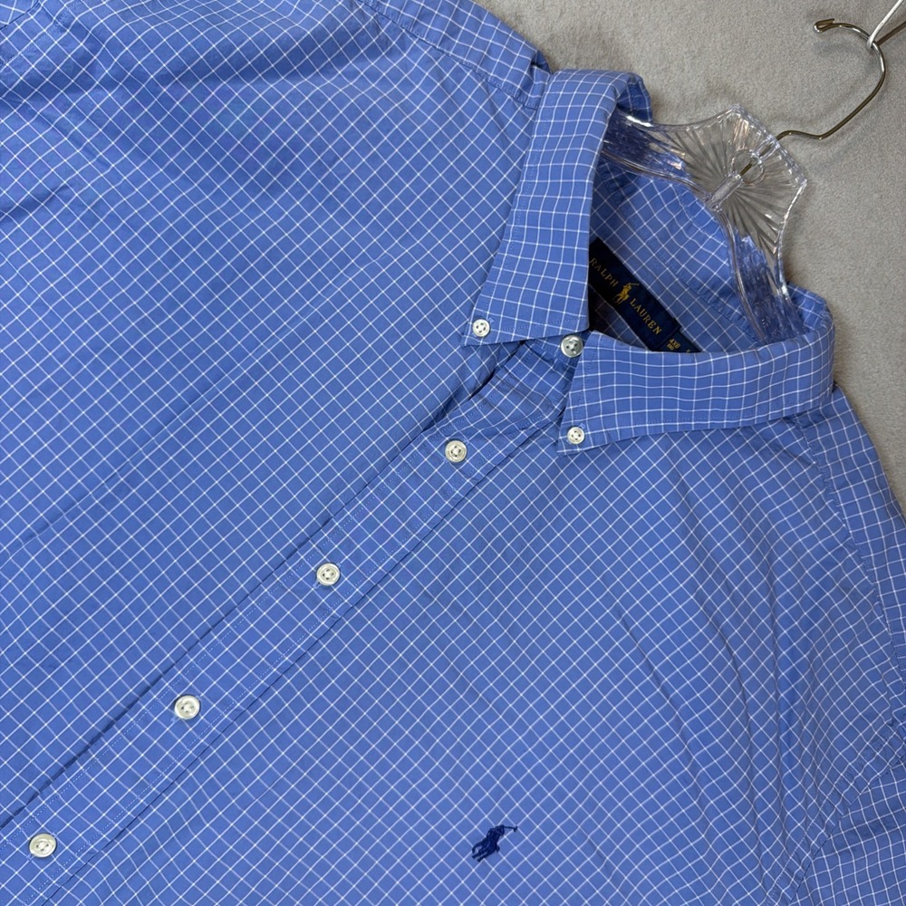 Polo Ralph Lauren Shirt Mens 4XB Blue Plaid Classic Fit Long Sleeve Big & Tall